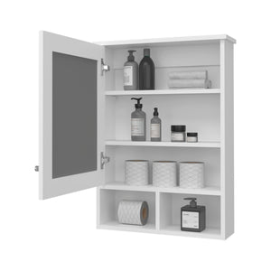 English Elm Poston Medicine Cabinet with Integrated Mirror, Wall-Mount, One Door, 3 Internal + 2 External Shelves Organized Storage for Bathroom B128P237156