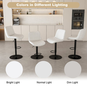 English Elm Swivel Modern Adjustable Bar Stools with 360° Rotation, Ergonomic Backrest, Soft Knit Seats Beige W2699P360246