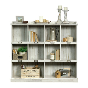 English Elm Bookcase, Modern White Finish With Ten Cubbies For Stylish Storage And Display In Any Room B356P402783