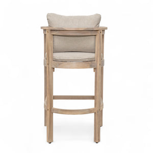 English Elm Christopher Knight Home® - Abaco Acacia Outdoor Barstool Set of 2 with Removable Gray Cushions, Rustic Curved Back Support Beige,Light White N775P294071G