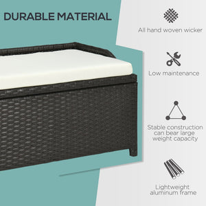 English Elm Outsunny Outdoor Wicker Storage Bench With Cushion, Waterproof Interior, Durable Rattan Patio Box W2225P200808-GIGA