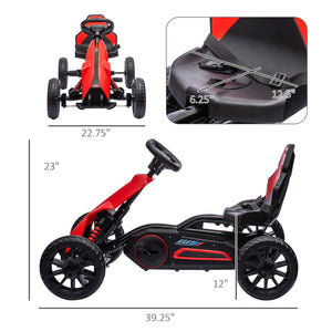 English Elm Aosom Kids Pedal Go Kart Outdoor Ride on Toy with Adjustable Seat and Handbrake W2225P249777