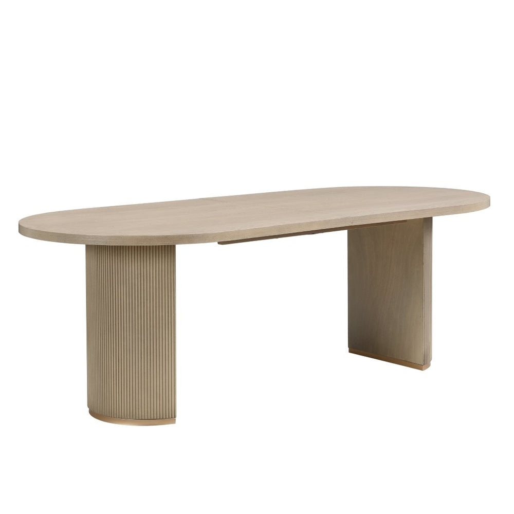 English Elm Oval Wood Dining Table with Double Pedestal Base Seats Six in Light Ash Finish N771P265584A_N771P265585A