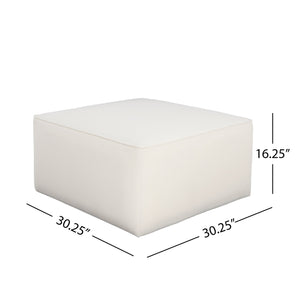 English Elm Christopher Knight Home® - Upholstered Square Ottoman Corduroy Fabric Modern Minimalist Footrest Seating with Pocket Coil Comfort Cream N757P180768C