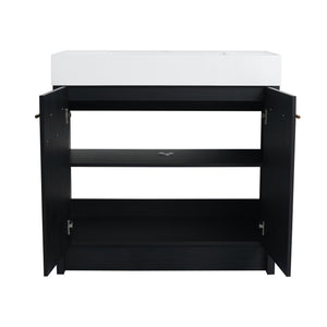 English Elm 36 Inch Freestanding Bathroom Vanity With Resin Sink & Soft-Close Doors – Modern, Durable Design W999S00179