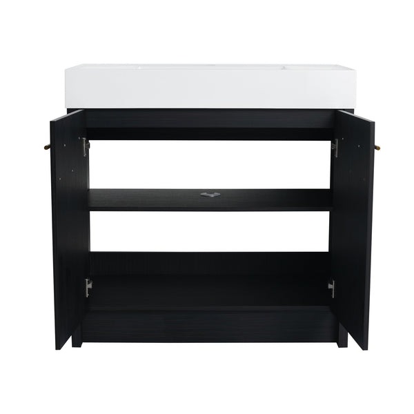 English Elm 36 Inch Freestanding Bathroom Vanity With Resin Sink & Soft-Close Doors – Modern, Durable Design W999S00179