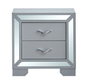 English Elm Murry Silver Mirrored Nightstand with Chrome Handles for Glam Bedroom Decor B078P473042