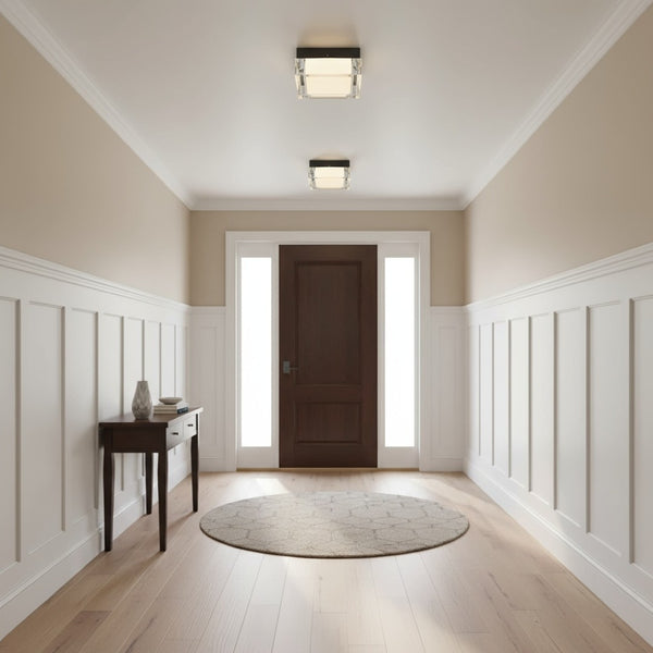 English Elm 8-inch Matte Flush Mount Led Ceiling Light with Frosted Diffuser for Modern Spaces Black B370P398962