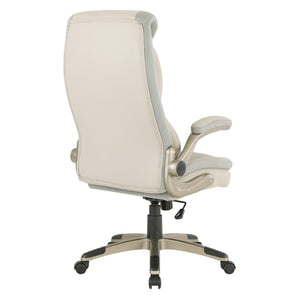OSP Home Furnishings Exec Bonded Leather Office Chair with Lumbar Support Padded Arms and Ergonomic Tilt Taupe ECH17051-EC21