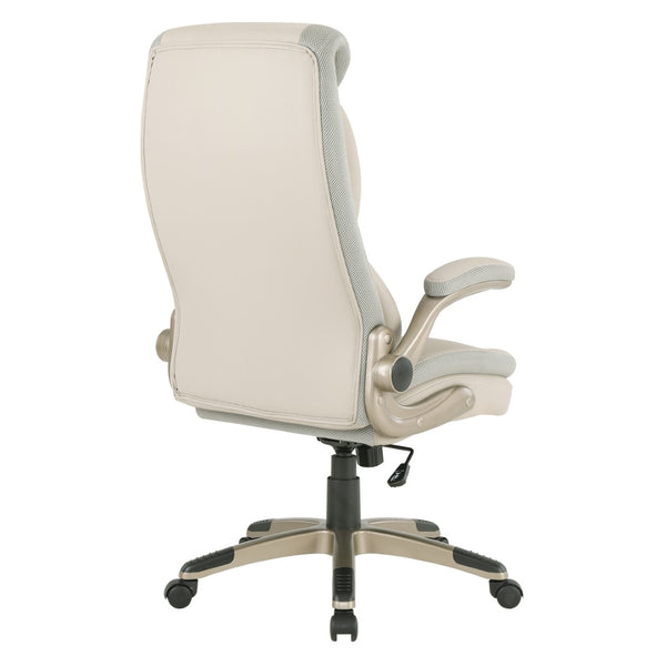 OSP Home Furnishings Exec Bonded Leather Office Chair with Lumbar Support Padded Arms and Ergonomic Tilt Taupe ECH17051-EC21