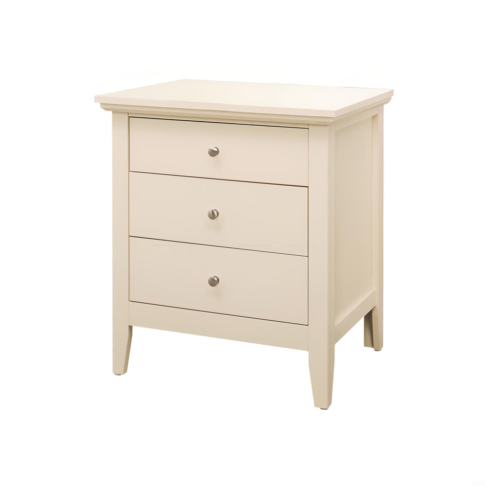 English Elm Charming three-drawer nightstand with storage—durable particleboard, compact 26"H x 24"W x 18"D bedside solution Beige 30 L x 26 W x 20 H B078108330