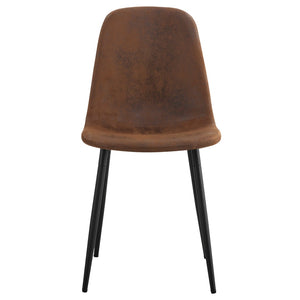 English Elm Table Modern Minimalist 42" Round Dining Set With 4 Ergonomic Brown Chairs & Black Metal Legs W1151S04062-GIGA