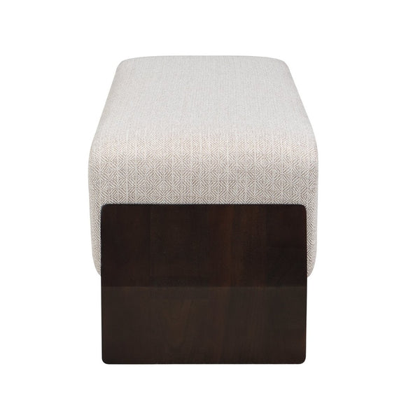 English Elm Rubber Wood Three Seat Upholstered Bench Thick Cushioned Entryway Bedroom Accent N769P355905W