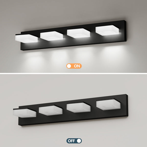 English Elm Led Modern Bathroom Vanity Light Fixture - 4-Light Matte Black Acrylic Design With Dimmable Control W2312P374939