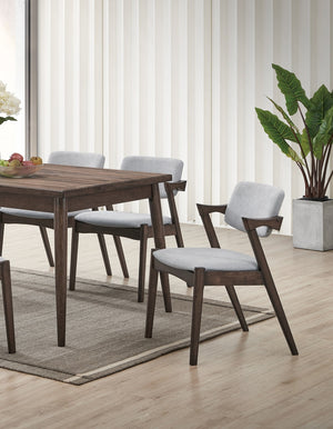 English Elm Modern 7pc Dining Set Ash Finish with Plush Upholstered Side Chairs Closed Back Comfort Design Walnut 34 L x 23 W x 11 H B011S01031