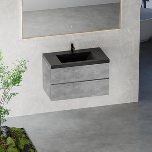 English Elm 36" Floating Wall Mounted Bathroom Vanity with Resin Basin and Soft Close Drawers W1573P155846
