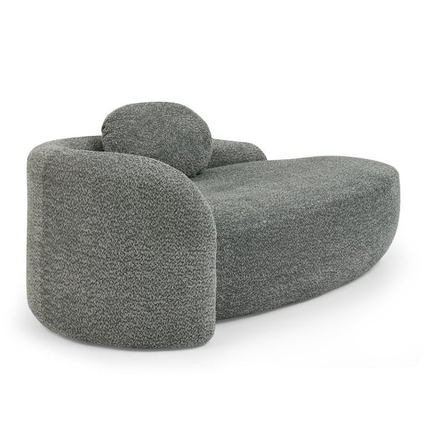 English Elm Modern Oval Bouclé Lounge Chair with Sculpted Armrest for Bedroom or Living Room Dark Gray W487P456131