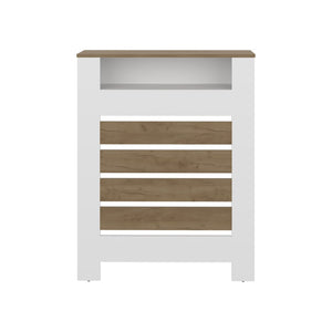 English Elm Radiator Cover Cabinet with Three Open Shelves White Finish Modern Living Room B097P369458