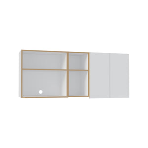 English Elm Corinto 59" Wide Two-Door Wall Cabinet with 4 Shelves & Drying Rack — Durable Multiroom Storage Oak White B070P286437