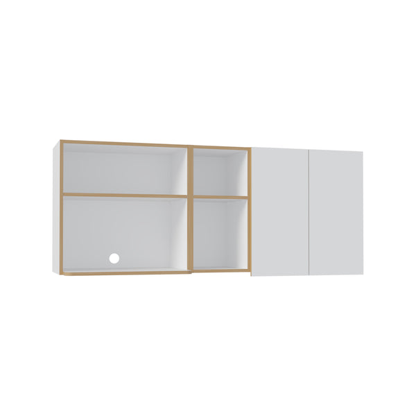 English Elm Corinto 59" Wide Two-Door Wall Cabinet with 4 Shelves & Drying Rack — Durable Multiroom Storage Oak White B070P286437