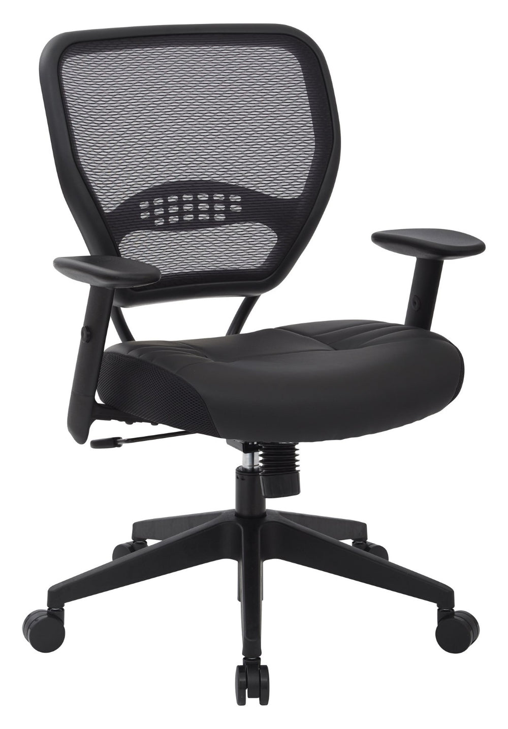 OSP Home Furnishings Professional Airgrid Mesh Back Manager Chair with Lumbar Support and Bonded Leather Seat 5700E