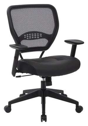 OSP Home Furnishings Professional Airgrid Mesh Back Manager Chair with Lumbar Support and Bonded Leather Seat 5700E