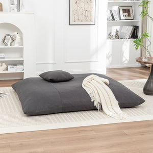 English Elm Floor bean bag chair corduroy lounger with removable washable cover, cozy adult & kid seating for home relaxation Grey W1170P337434