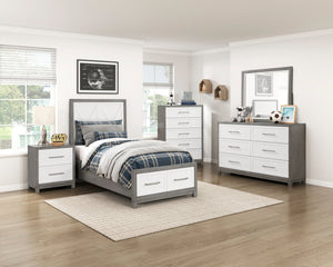 English Elm Contemporary Twin Platform Bed Paneled Headboard Footboard Drawers Modern Bedroom B011S02327