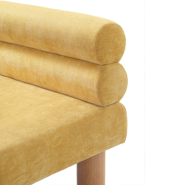 English Elm Upholstered Dining and Entryway Bench with Rubberwood Legs Padded Seat 300 Lb Capacity Natural,Yellow N779P371712Y