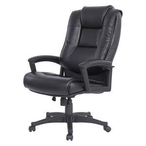OSP Home Furnishings High Back Bonded Leather Office Chair with Lumbar Support and Ergonomic Padded Seat Black EC5162-EC3