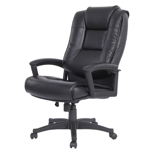OSP Home Furnishings High Back Bonded Leather Office Chair with Lumbar Support and Ergonomic Padded Seat Black EC5162-EC3