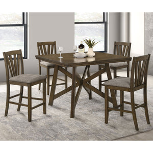 English Elm Maxine Solid Wood Counter Height Dining Chairs Set of 2 — Gray Upholstered Seats, Brown Finish, Comfortable Footrest B062P375406