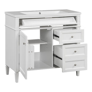 English Elm 36'' Modern Bathroom Vanity Set With Sink, Mirror & Open Shelves - Stylish Storage Solution! N710S236006K