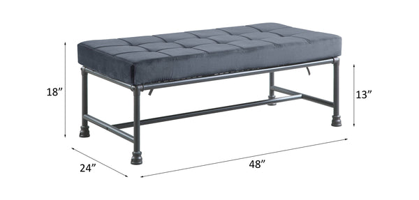 English Elm Brantley Velvet Gray Bench with Sandy Finish, Memory Foam Seat & Back, KD Metal Frame, 300lb Capacity B2726P306887