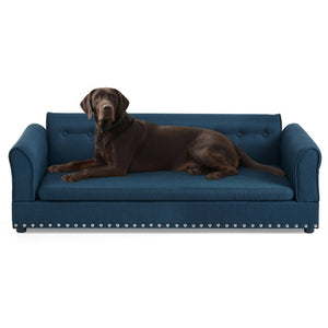English Elm Oversized Linen Dog Sofa Bed with Full Backrest and Armrests for Large Breeds W487P430328