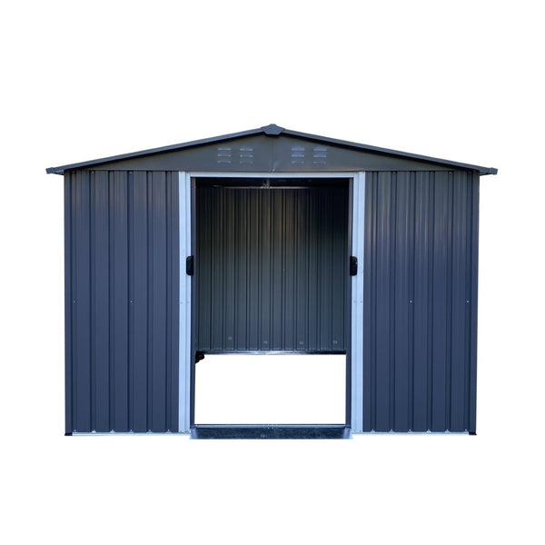 English Elm 8*12 Galvanized Steel Storage Shed Sloped Roof Weather Resistant Outdoor Structure W2911P205961
