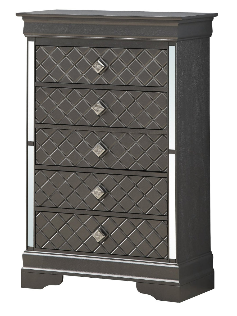English Elm Verona Contemporary Chest In Metallic Black With Silver Champagne Design – Ample Storage, No Assembly B078108373-GIGA