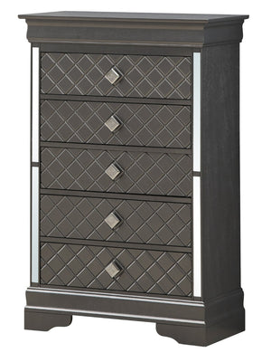 English Elm Verona Contemporary Chest In Metallic Black With Silver Champagne Design – Ample Storage, No Assembly B078108373-GIGA