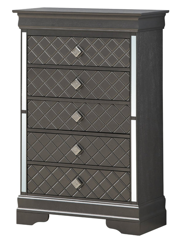 English Elm Verona Contemporary Chest In Metallic Black With Silver Champagne Design – Ample Storage, No Assembly B078108373-GIGA