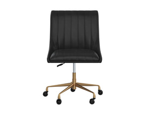 Sunpan Halden Office Chair - Urban Design with Bold Stitching and Rustic Bronze Base for Modern Workspaces Vintage Black