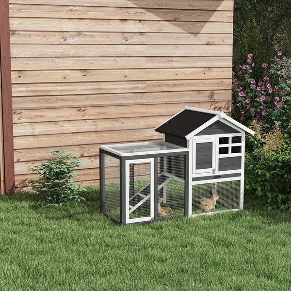English Elm PawHut Heavy Duty 43" Steel Dog Crate with Wheels, Removable Tray, Top Access & Foldable Bowl Holder Grey+White W2225P217668