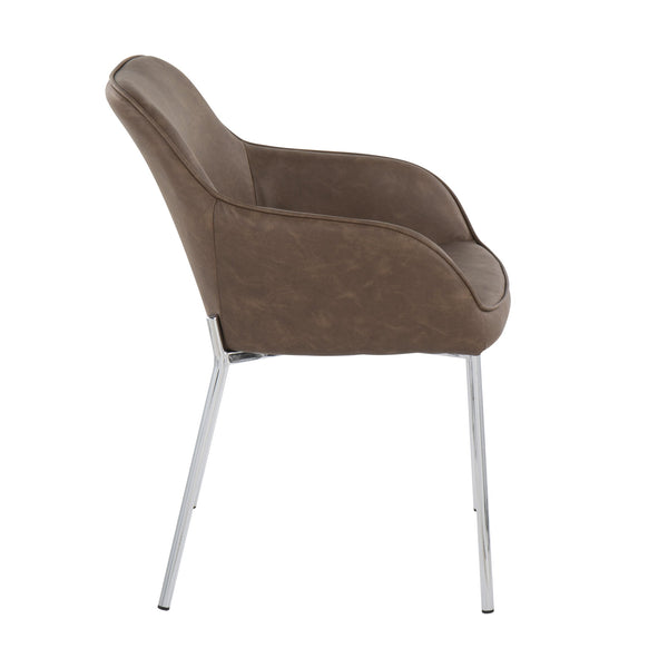 English Elm Daniella Contemporary Dining Chair Set of 2 with Chrome Metal Legs and Luxurious Faux Leather Seat Espresso B202S01338