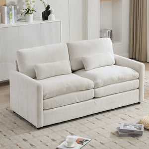 English Elm 68.1" Cozy Upholstered Loveseat Sofa with Double-Layer Cushions, Deep Seating, Chenille Comfort & Support Beige N719P251496A