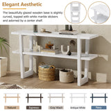 English Elm Trexm Retro Elegant Console Table With Marble-Effect Top and Versatile Storage Solutions For Entryway and Living Room (Antique White)