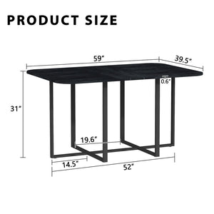 English Elm Multi-functional Dining Work Table Two-tone Mdf Top Metal Base for Modern Compact Spaces Black W3875P386951