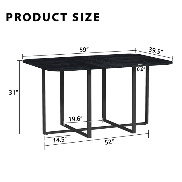 English Elm Multi-functional Dining Work Table Two-tone Mdf Top Metal Base for Modern Compact Spaces Black W3875P386951