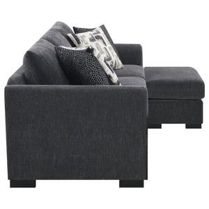 English Elm Pacheco Charcoal Fabric Sleeper Sectional with Chaise Pocket Coil Cushions Modern Living B062P451783
