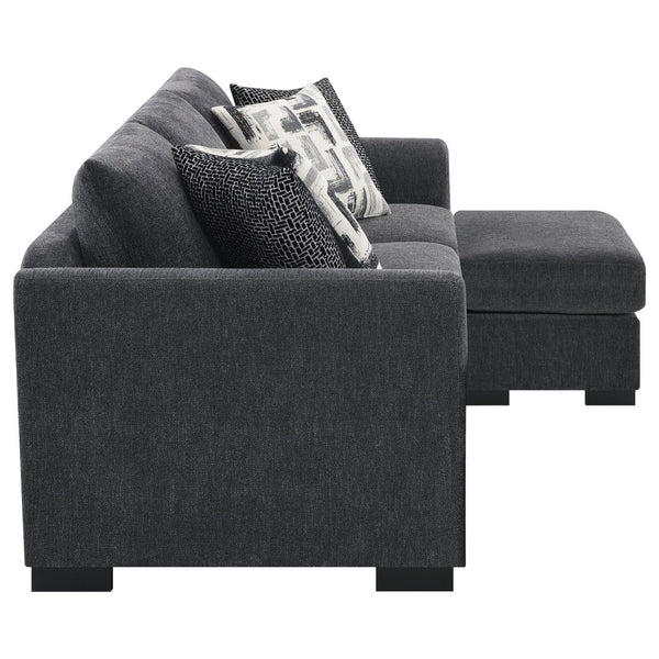 English Elm Pacheco Charcoal Fabric Sleeper Sectional with Chaise Pocket Coil Cushions Modern Living B062P451783