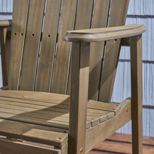 English Elm Christopher Knight Home® - Outdoor Acacia Wood Adirondack Dining Chairs Set of 2 — Weather-Resistant Patio Armchairs with Rustic Charm and Comfort Grey 64844.00GRY
