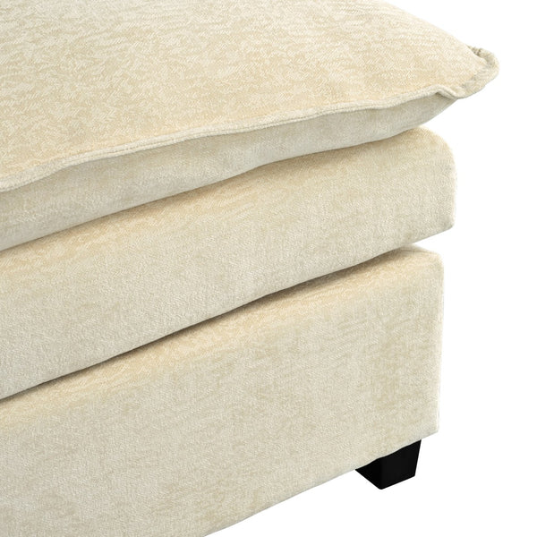 English Elm U_STYLE U-Shaped Chenille Sectional Sofa with Adjustable Armrests, 6-Seater, Removable Covers, Durable Construction Beige WY000430AAA